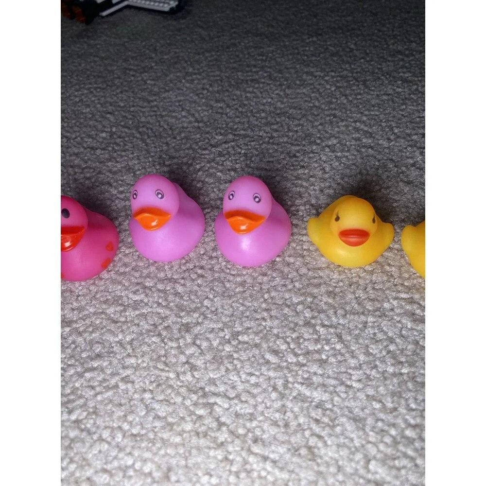 13 Piece Mini Rubber Duck Toy Lot Multi-Color Hearts